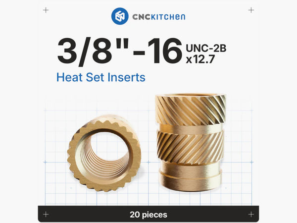 CNC Kitchen Threaded insert 3/8" - 16x12.7 for tripod thread - 20pcs at Levendigs