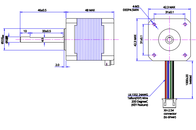 LDO NEMA17 Stepper Motor - Speedy Power HT - LDO - 42STH48 - 2504AH(S46) at Levendigs