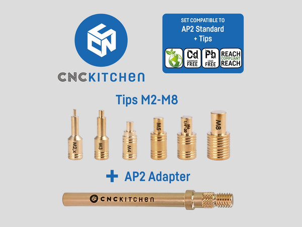 Soldeerpunten met adapter voor schroefdraadinserts - AP2 - CNC-keuken