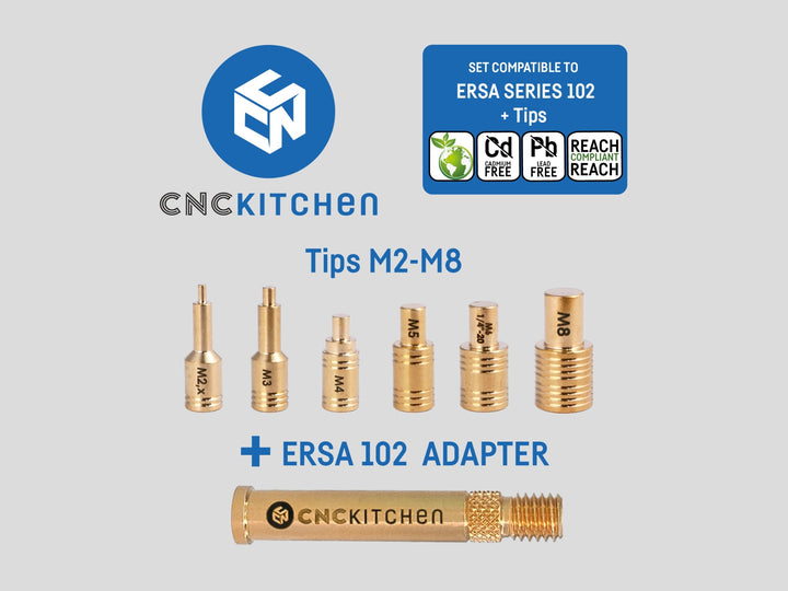 Soldering Tips with Adapter for Threaded Inserts - ERSA SERIES 102 - CNC Kitchen at Levendigs