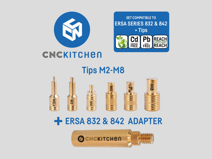 Soldering Tips with Adapter for Threaded Inserts - ERSA SERIES 832/842 - CNC Kitchen at Levendigs