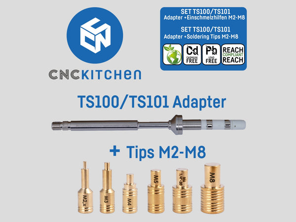Soldering Tips with Adapter for Threaded Inserts - TS100 - CNC Kitchen