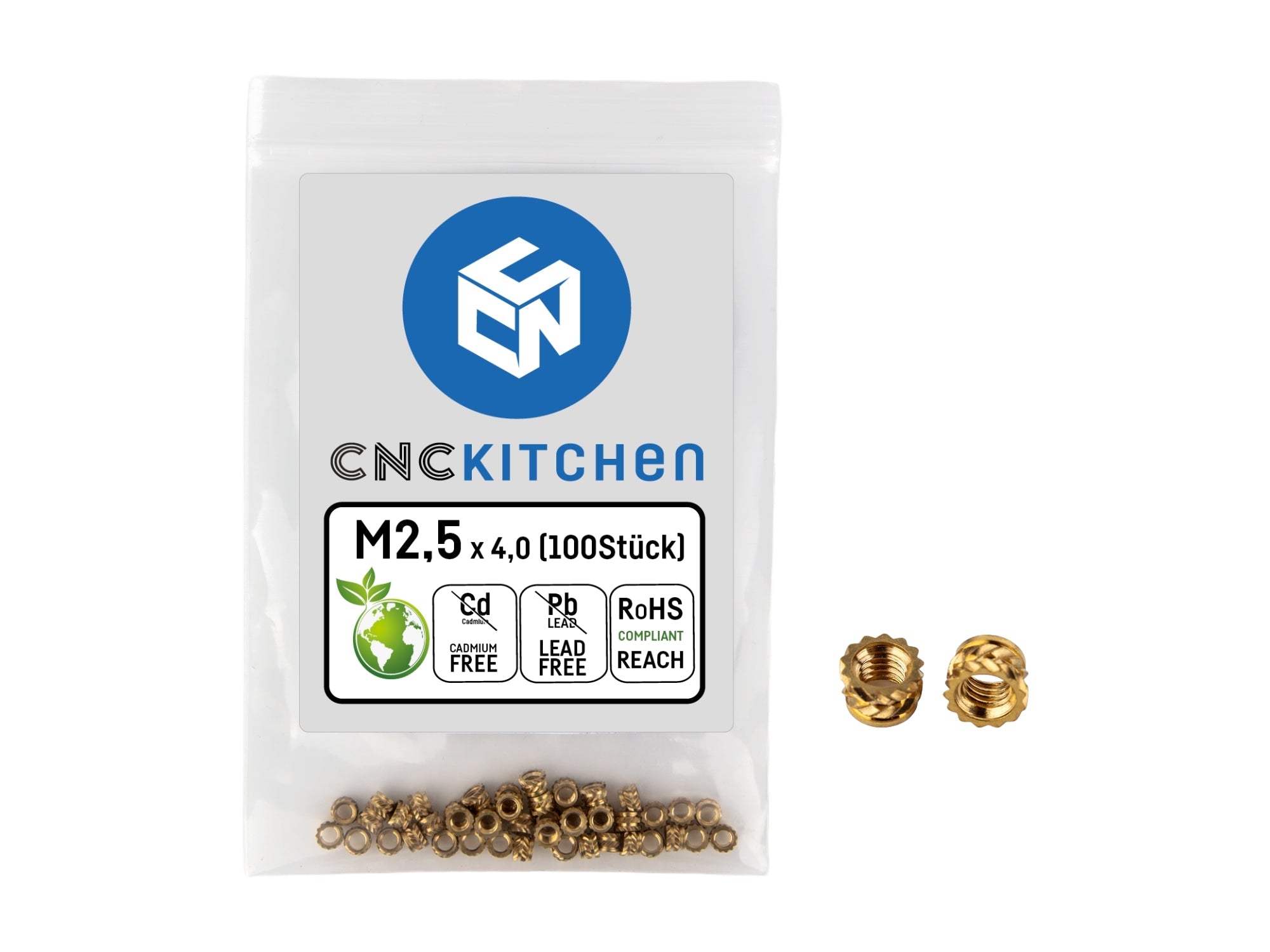 CNC Kitchen Threaded Inserts M2.5 Standard - 100pcs – Levendigs