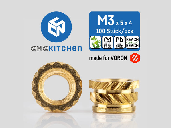 Threaded Inserts M3 Voron - 100pcs - CNC Kitchen