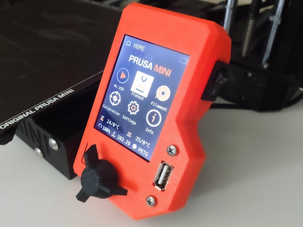 USB+Powerswitch Extension Printed Part (Front) - Prusa Mini (+) - Levendigs